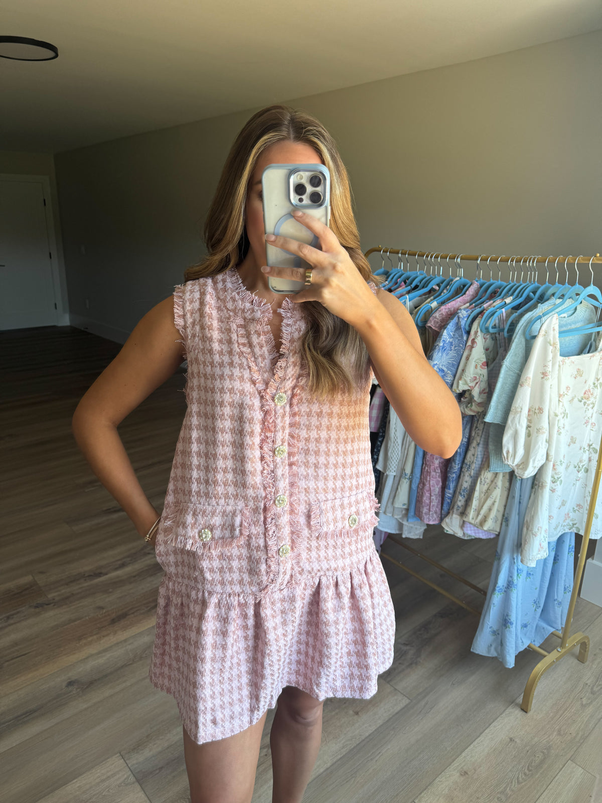 The Blush Houndstooth Dress