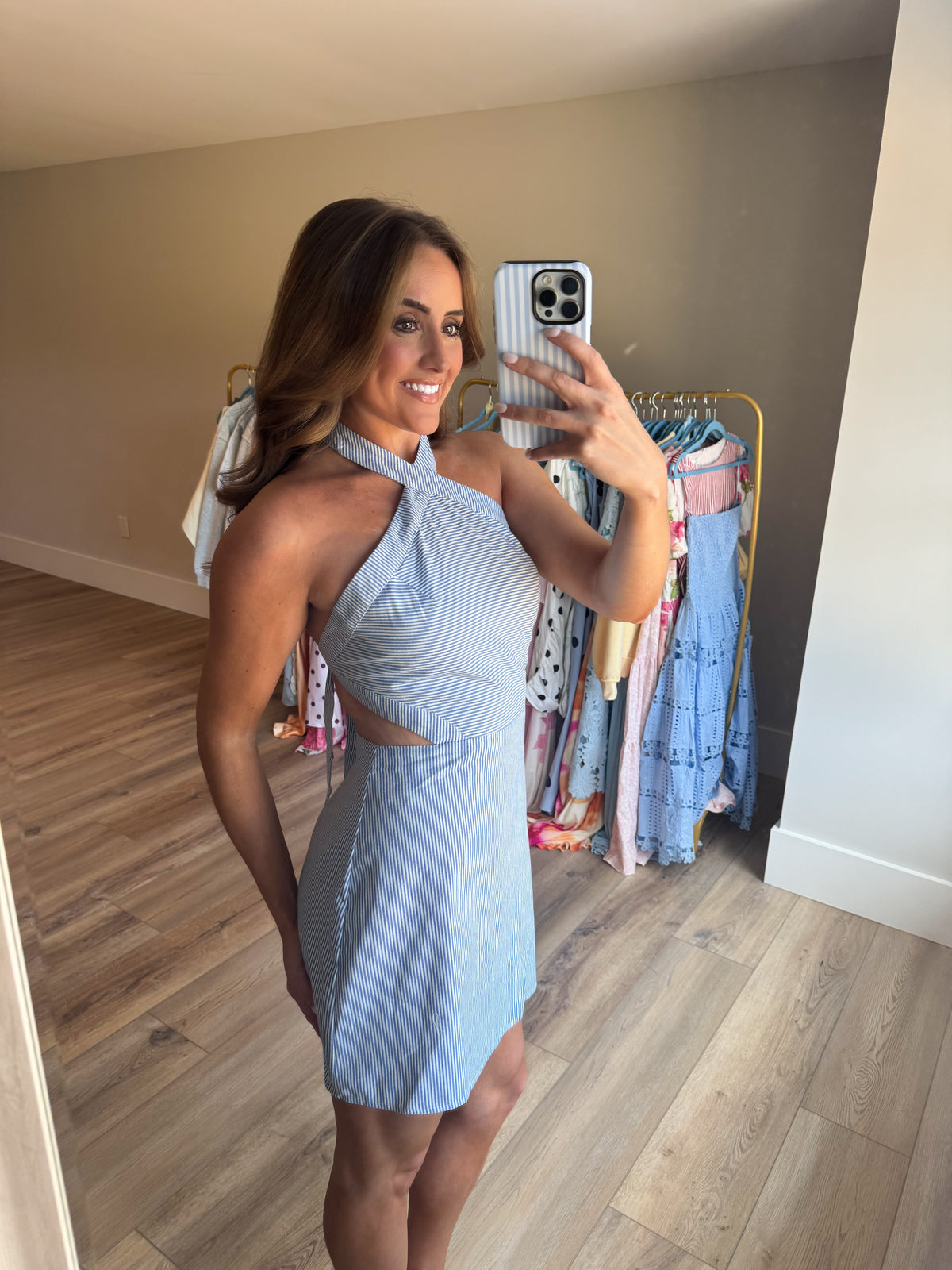 Bluewater Stripe Mini Dress