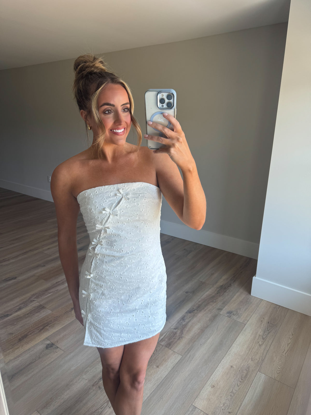 Strapless Bow Detail Mini Dress (Restock)