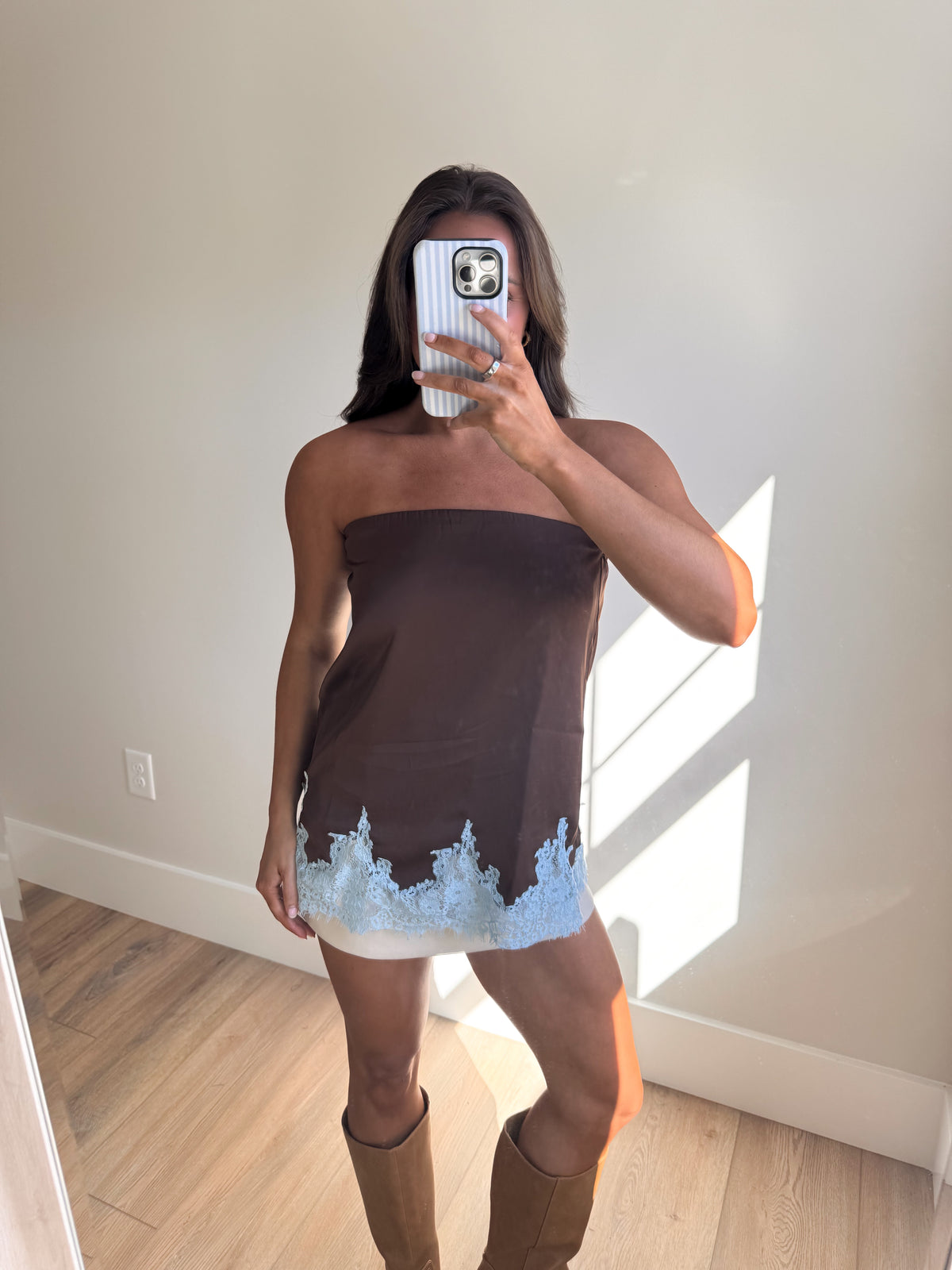 Fall Blues Strapless Top