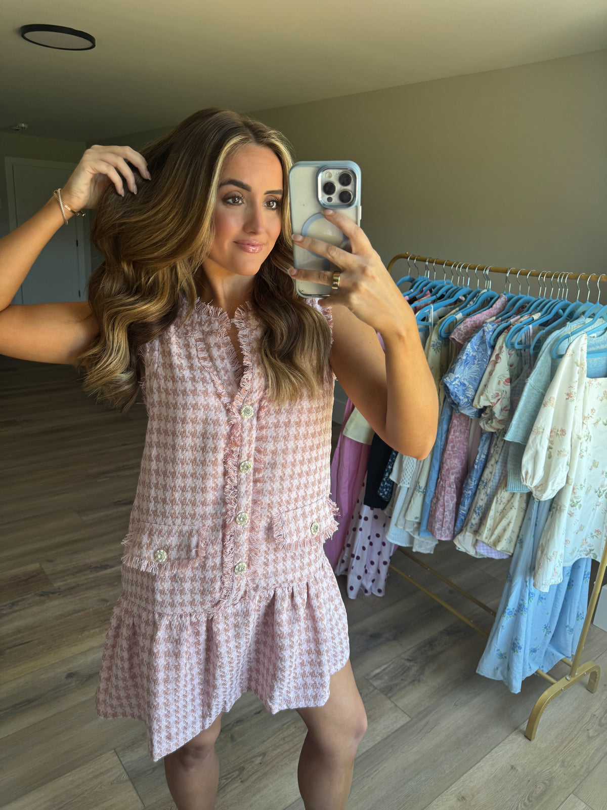 The Blush Houndstooth Dress