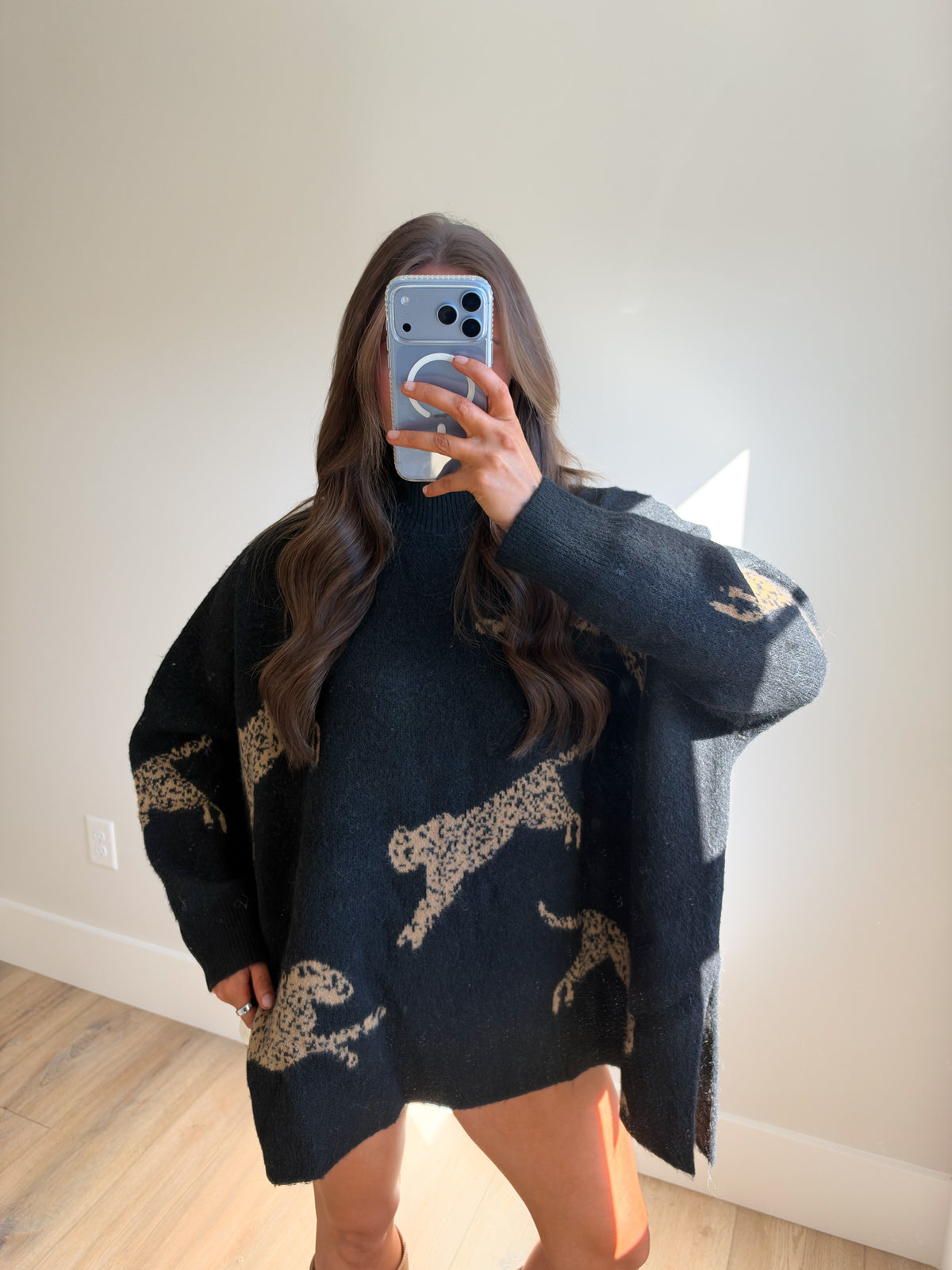 Cheetah Mockneck Sweater Top