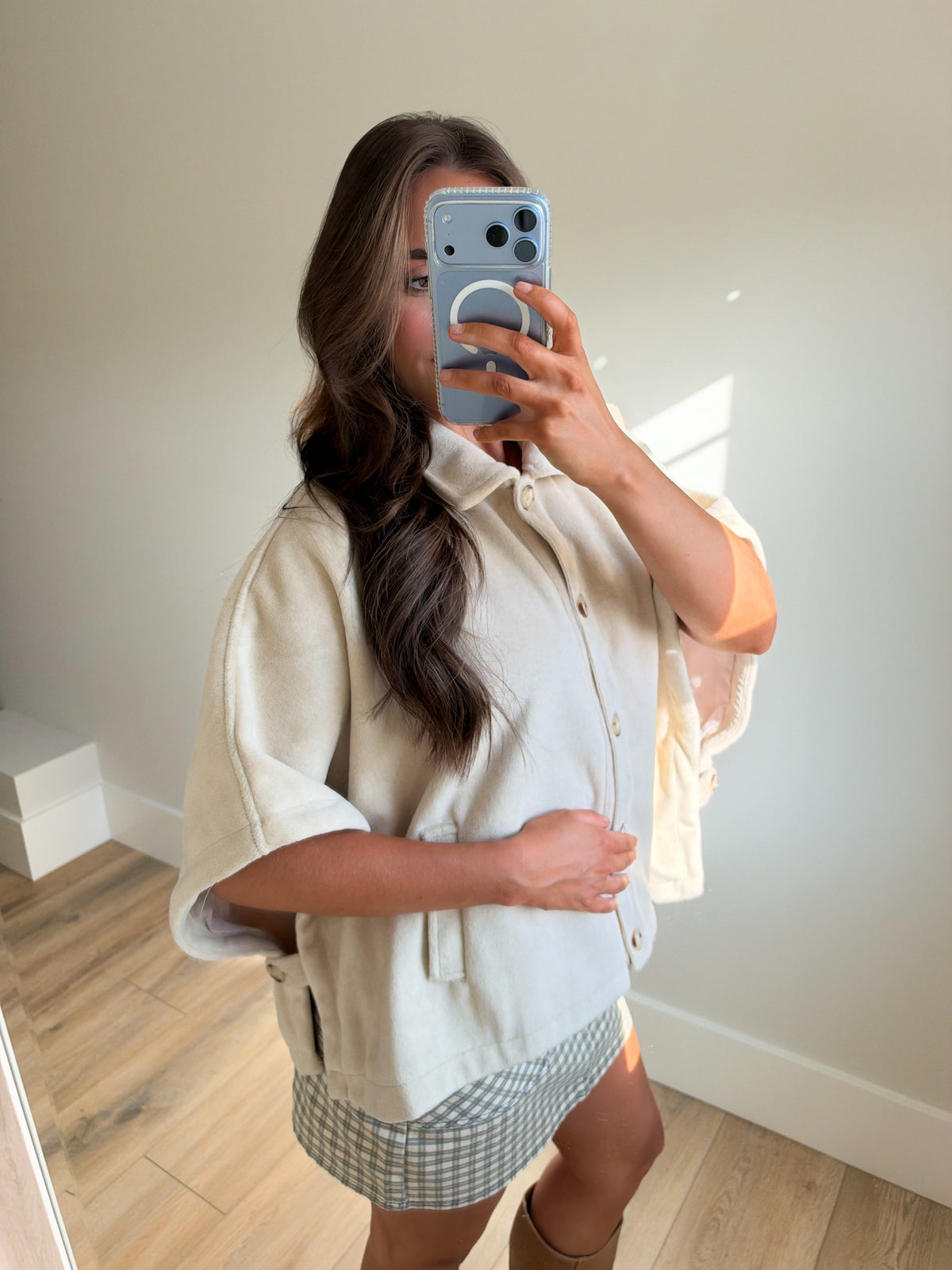 Button Front Collard Cape Jacket
