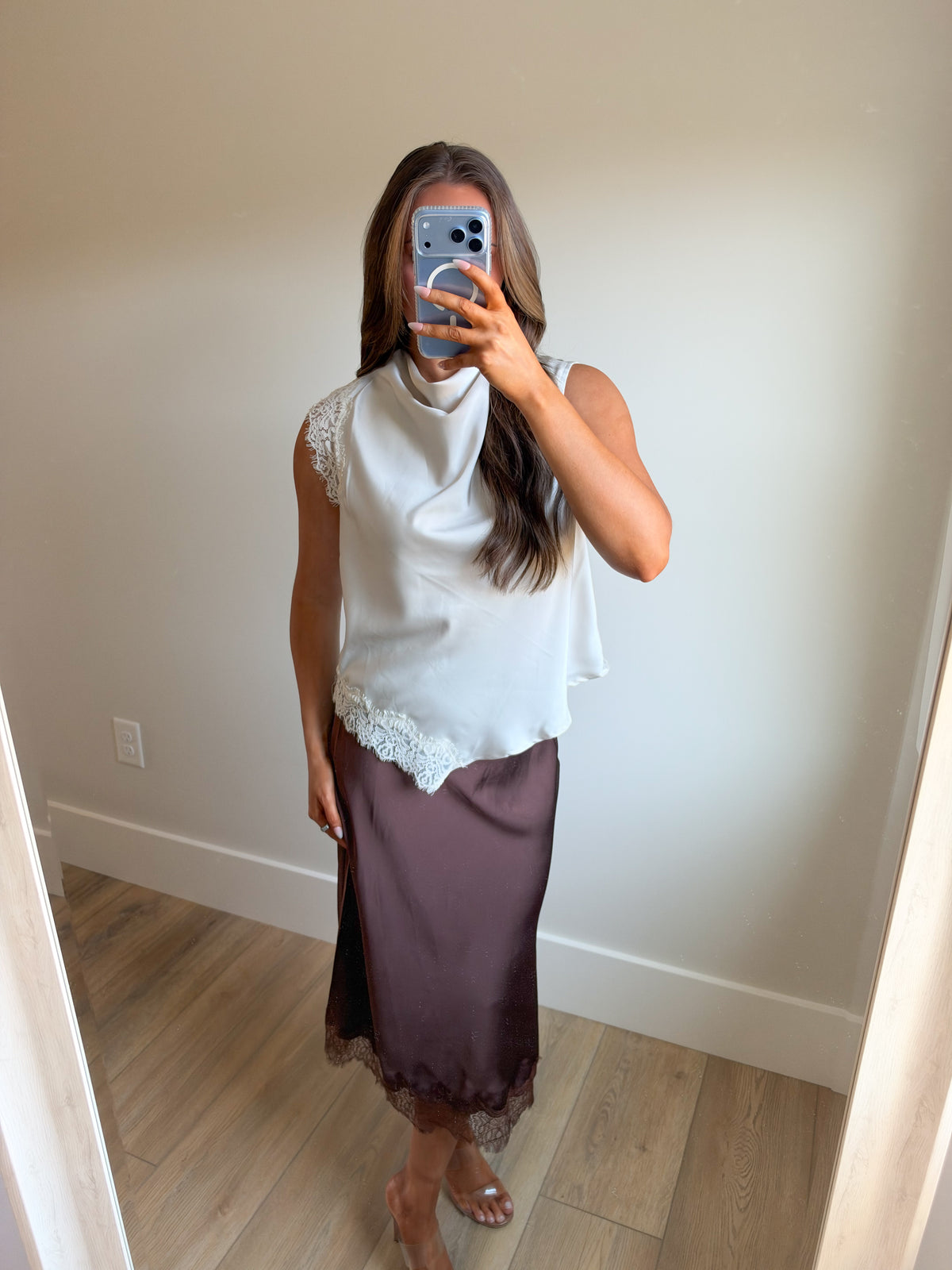 The Brown Sugar Satin Skirt