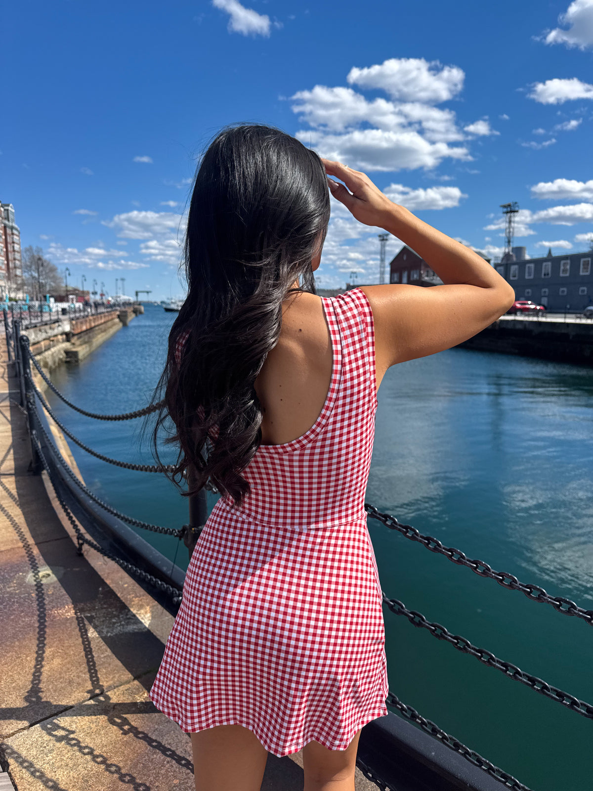 Red Gingham Wrap Dress