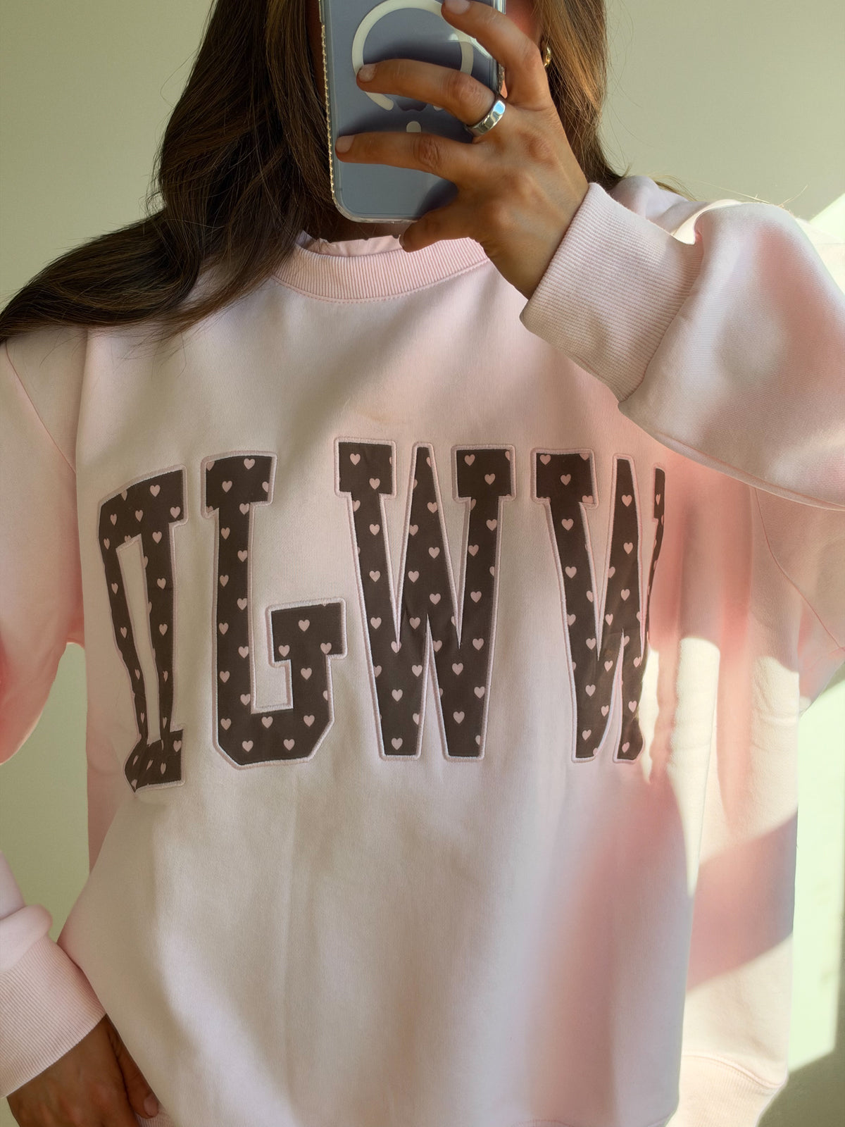 WWJD Heart Printed Ruffle Mockneck