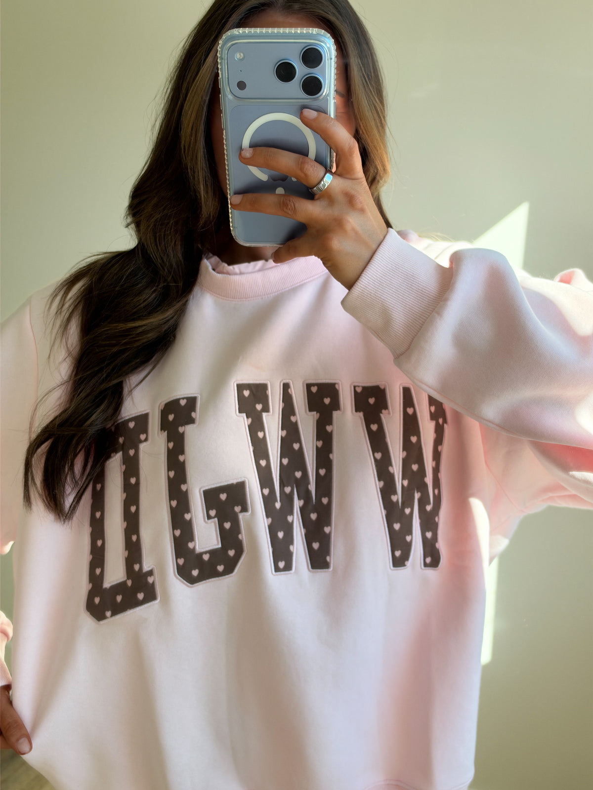 WWJD Heart Printed Ruffle Mockneck