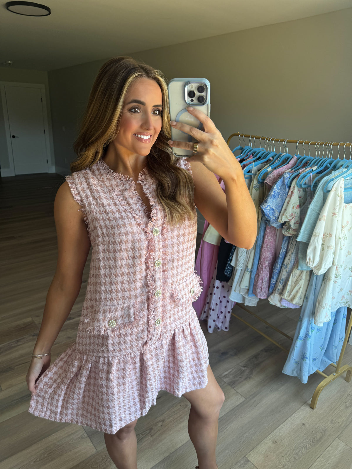 The Blush Houndstooth Dress