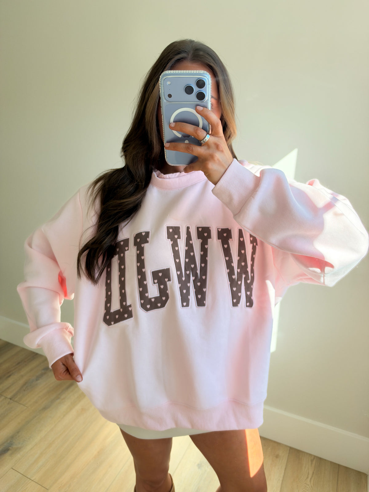 WWJD Heart Printed Ruffle Mockneck
