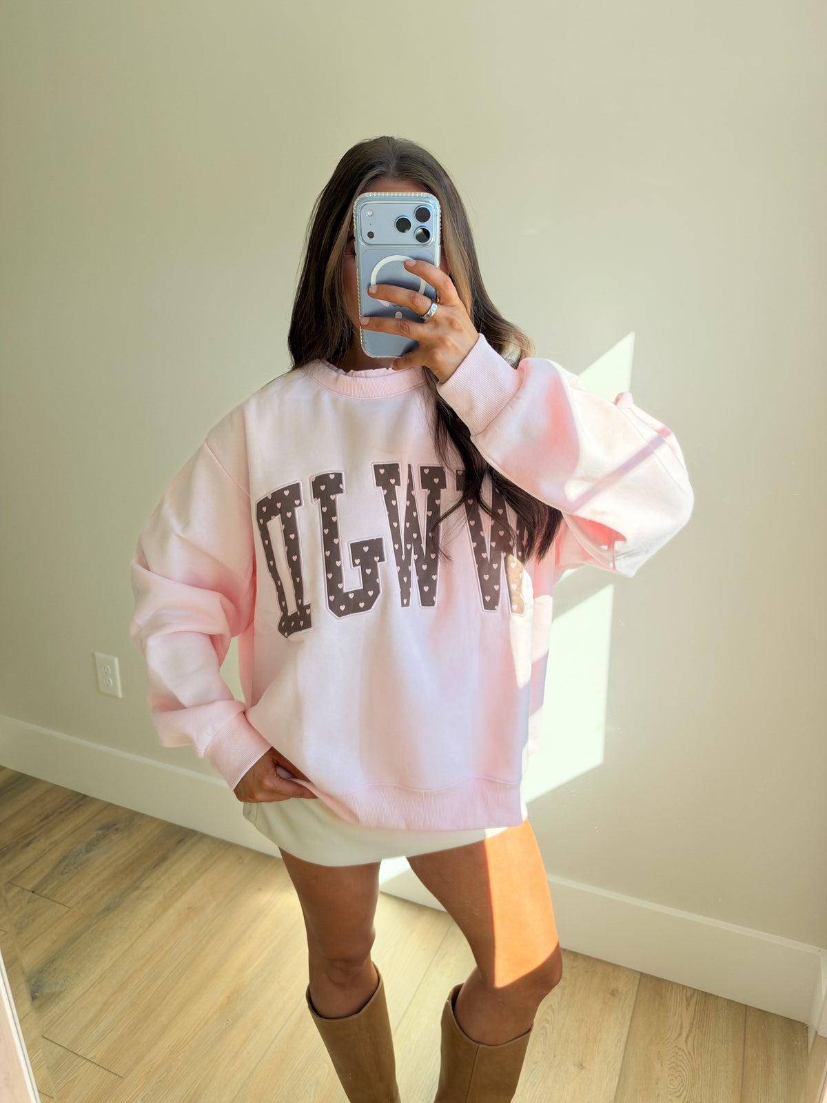 WWJD Heart Printed Ruffle Mockneck