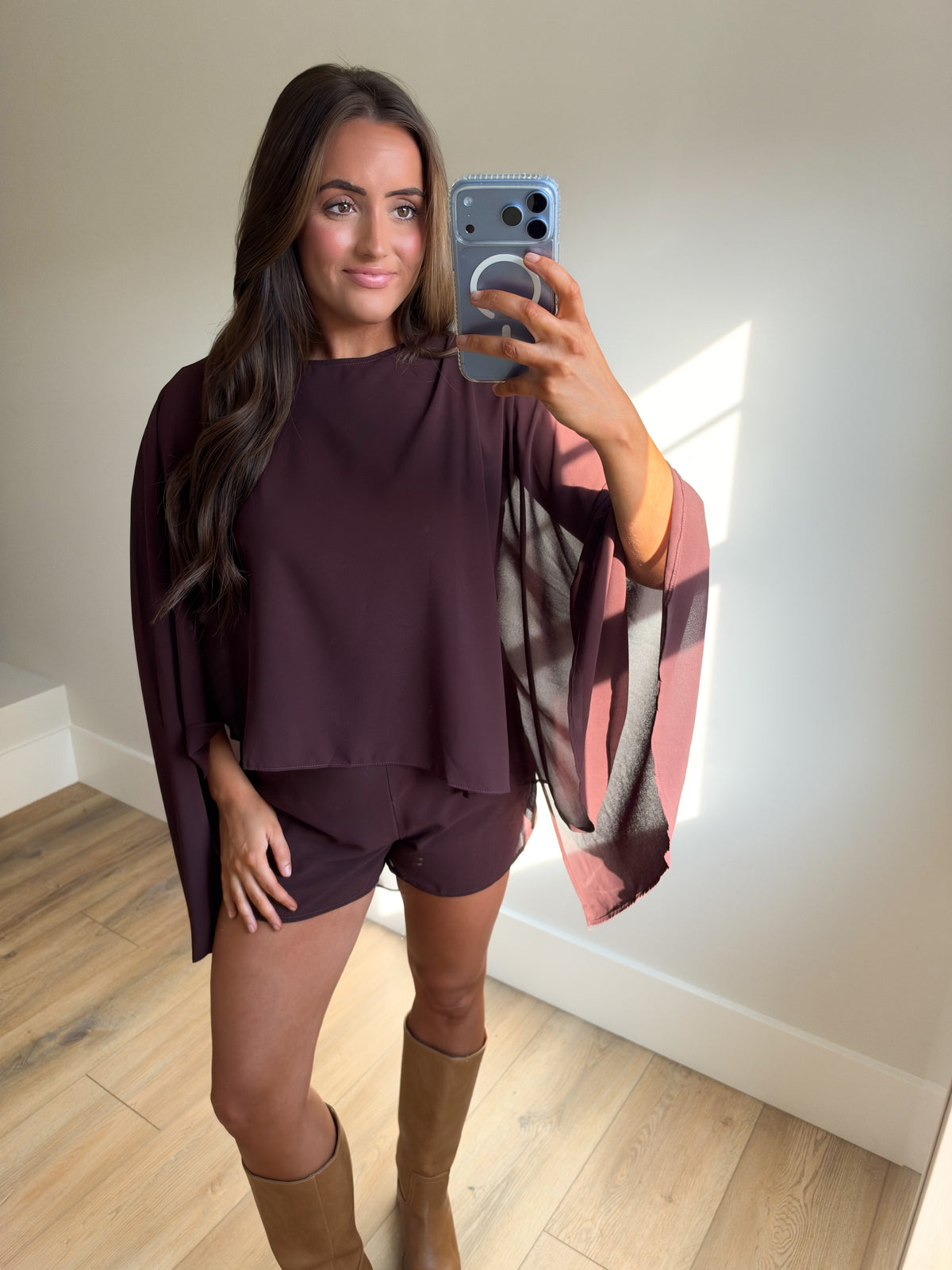 Chiffon Cape Overlay Sleeveless Romper