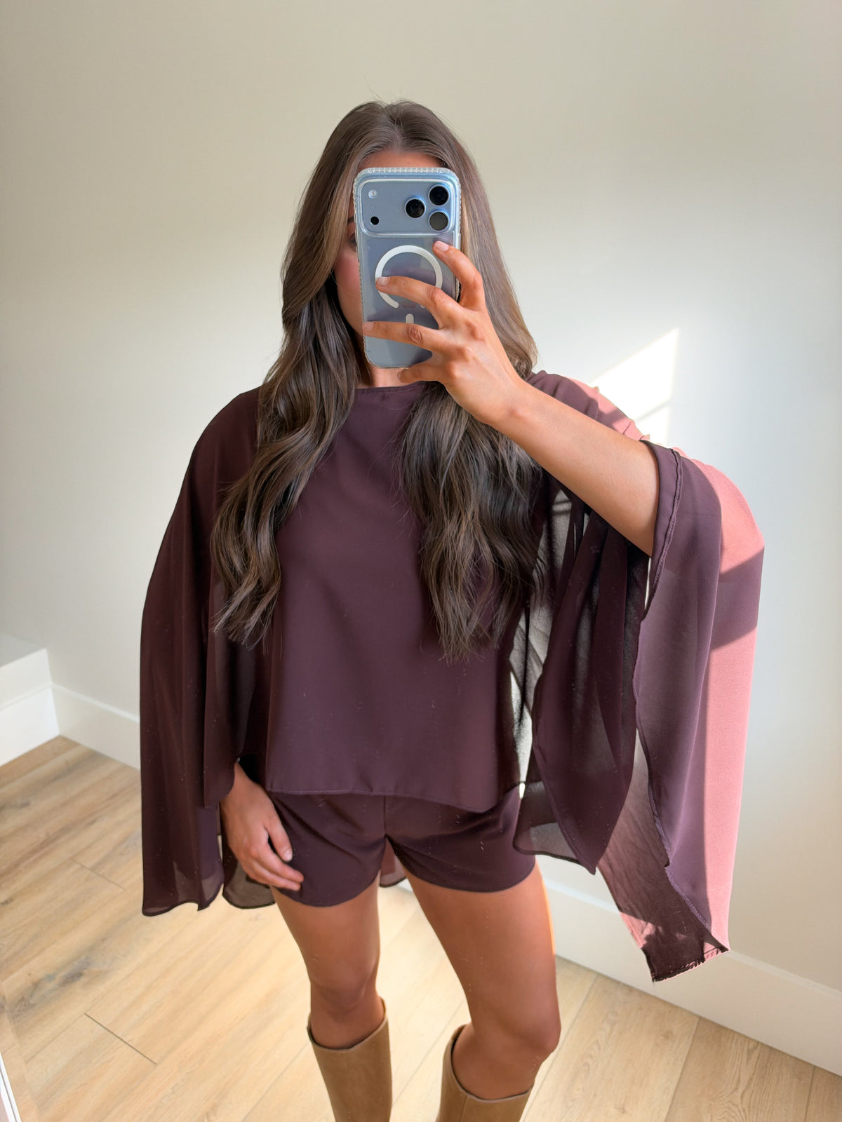 Chiffon Cape Overlay Sleeveless Romper